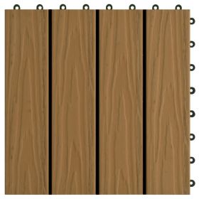 vidaXL 11 pcs Decking Tiles Deep Embossed WPC 30x30 cm 1 sqm Teak Colour