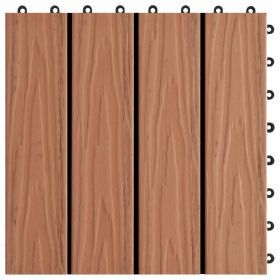 vidaXL 11 pcs Decking Tiles Deep Embossed WPC 30x30 cm 1 sqm Light Brown