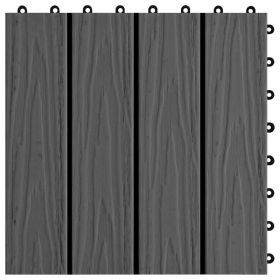 vidaXL 11 pcs Decking Tiles Deep Embossed WPC 30x30 cm 1 sqm Black