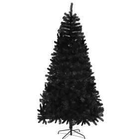 9ft Tall Artificial Christmas Tree, Unlit Xmas Tree With 2132 Branch Tips, Auto Open, Steel Base, Holiday Decor For Home Office, Black