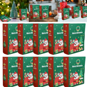 10 Pcs Christmas Candy Boxes Merry Christmas Santa Claus Xmas Tree Storybook Box Cookie Goodie Paper Treat Box For Christmas Gift Wrapping Holiday Par