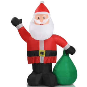 6 FT Lighted Christmas Inflatable Decoration, Inflatable Santa Claus With Large Gift Bag, Funny Blow Up Yard Decorations With Built-in LED Lights For