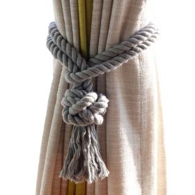 2Pcs Handmade Cotton Rope Curtain Holder Tie Backs Holdbacks Tassel Drapes Ball Tiebacks Home Decor, Grey