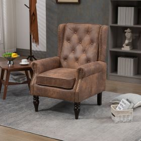 COOLMORE Wood Frame Armchair, Modern Accent Chair Lounge Chair with Sturdy Wood Legs for Living Room Bedroom (Coffee)