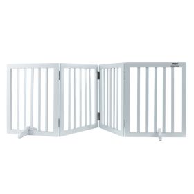 VEVOR Free Standing Dog Gate, 24" H x 80.3" W Freestanding Pet Gate, 4 Panels Foldable Dog Gate for Wide and Narrow Passageways