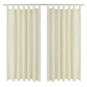 2 pcs Cream Micro-Satin Curtains with Loops 55" x 96"