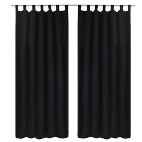 2 pcs Black Micro-Satin Curtains with Loops 55" x 96"