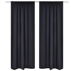 2 pcs Black Slot-Headed Blackout Curtains 53" x 96"