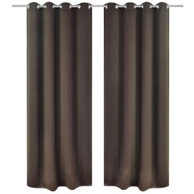 2 pcs Brown Blackout Curtains with Metal Rings 53" x 96"