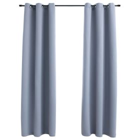 Blackout Curtains with Rings 2 pcs Gray 37"x95" Fabric