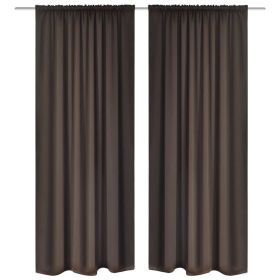 2 pcs Brown Slot-Headed Blackout Curtains 53" x 96"