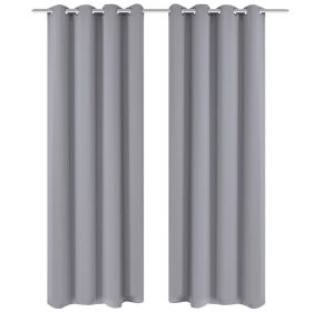 2 pcs Gray Blackout Curtains with Metal Rings 53" x 96"