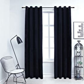 Blackout Curtains with Rings 2 pcs Black 54"x84" Velvet