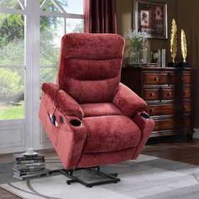 Liyasi Electric Power Lift Recliner Chair Sofa with Massage and Heat for Elderly, 3 Positions, 2 Side Pockets and Cup Holders, USB Ports