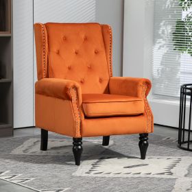 COOLMORE Wood Frame Armchair, Modern Accent Chair Lounge Chair with Sturdy Wood Legs for Living Room Bedroom(Orange)