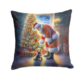 Australian Terrier and Santa Claus Throw Pillow Machine Washable, Indoor Outdoor Decorative Pillow for Couch, Bed or Patio, 18Hx18W