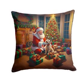 Cairn Terrier and Santa Claus Throw Pillow Machine Washable, Indoor Outdoor Decorative Pillow for Couch, Bed or Patio, 18Hx18W