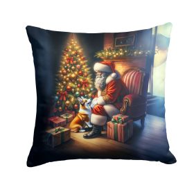 Corgi and Santa Claus Throw Pillow Machine Washable, Indoor Outdoor Decorative Pillow for Couch, Bed or Patio, 18Hx18W