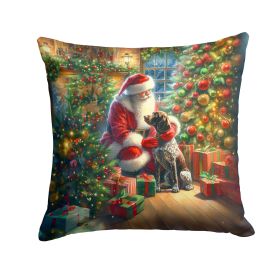 German Shorthaired Pointer and Santa Claus Throw Pillow Machine Washable, Indoor Outdoor Decorative Pillow for Couch, Bed or Patio, 18Hx18W