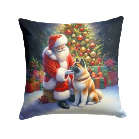 Akita and Santa Claus Throw Pillow Machine Washable, Indoor Outdoor Decorative Pillow for Couch, Bed or Patio, 18Hx18W