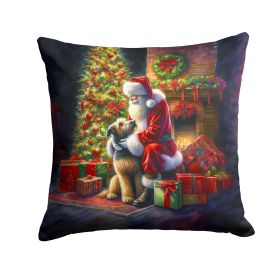 Irish Wolfhound and Santa Claus Throw Pillow Machine Washable, Indoor Outdoor Decorative Pillow for Couch, Bed or Patio, 18Hx18W