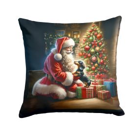 Dachshund and Santa Claus Throw Pillow Machine Washable, Indoor Outdoor Decorative Pillow for Couch, Bed or Patio, 18Hx18W