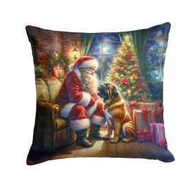 Bullmastiff and Santa Claus Throw Pillow Machine Washable, Indoor Outdoor Decorative Pillow for Couch, Bed or Patio, 18Hx18W