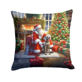 Weimaraner and Santa Claus Throw Pillow Machine Washable, Indoor Outdoor Decorative Pillow for Couch, Bed or Patio, 18Hx18W