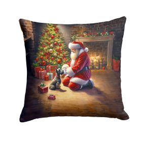 Scottish Terrier and Santa Claus Throw Pillow Machine Washable, Indoor Outdoor Decorative Pillow for Couch, Bed or Patio, 18Hx18W