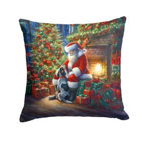 Bluetick Hound and Santa Claus Throw Pillow Machine Washable, Indoor Outdoor Decorative Pillow for Couch, Bed or Patio, 18Hx18W