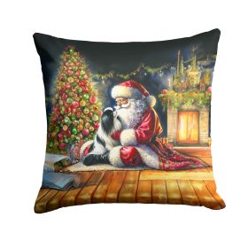 Japanese Chin and Santa Claus Throw Pillow Machine Washable, Indoor Outdoor Decorative Pillow for Couch, Bed or Patio, 18Hx18W