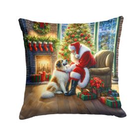 Great Pyrenees and Santa Claus Throw Pillow Machine Washable, Indoor Outdoor Decorative Pillow for Couch, Bed or Patio, 18Hx18W