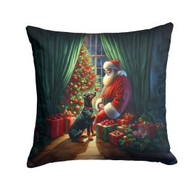 Doberman Pinscher and Santa Claus Throw Pillow Machine Washable, Indoor Outdoor Decorative Pillow for Couch, Bed or Patio, 18Hx18W