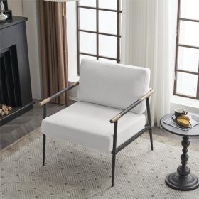 Modern Chic Accent Chair with Metal Frame , Upholstered Chenille Living Room Chair with Removable Seat and Back Cushion