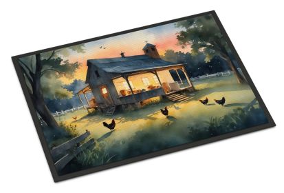 Chicken Coop at Dawn Doormat Front Door Mat Indoor Outdoor Rugs for Entryway, Non Slip Washable Low Pile, 24H X 36W