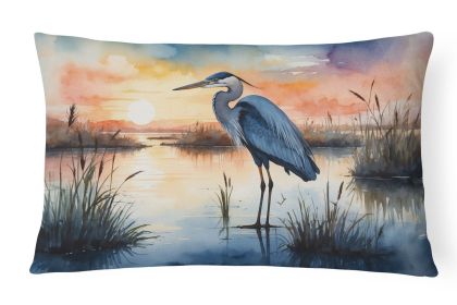 Birds, Birds, Birds Throw Pillow Throw Pillow for Indoor Couch Bed Outdoor Patio Washable, Blue Heron Setting Sun 7502,12Hx16W