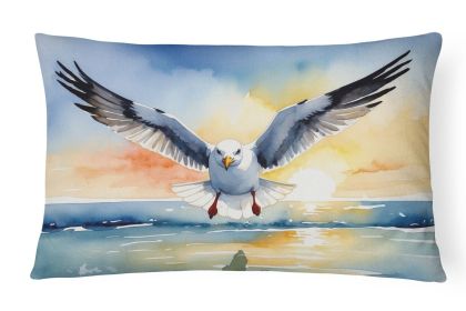 Birds, Birds, Birds Throw Pillow Throw Pillow for Indoor Couch Bed Outdoor Patio Washable, Gull Flying Low 7517,12Hx16W