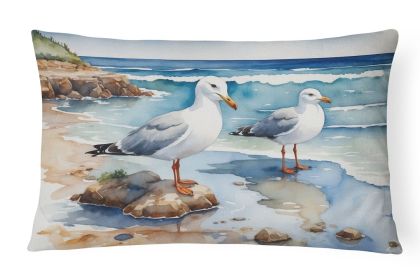 Birds, Birds, Birds Throw Pillow Throw Pillow for Indoor Couch Bed Outdoor Patio Washable, Gulls Scavenging 7519,12Hx16W