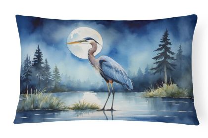 Birds, Birds, Birds Throw Pillow Throw Pillow for Indoor Couch Bed Outdoor Patio Washable, Blue Heron Moonlight 7495,12Hx16W