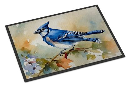 Blue Jay Doormat Front Door Mat Indoor Outdoor Rugs for Entryway, Non Slip Washable Low Pile, 24H X 36W