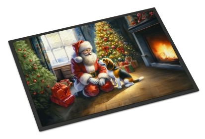 Beagle and Santa Claus Doormat Front Door Mat Indoor Outdoor Rugs for Entryway, Non Slip Washable Low Pile, 24H X 36W