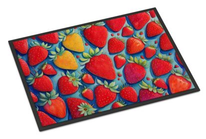 Colorful Strawberries Doormat Front Door Mat Indoor Outdoor Rugs for Entryway, Non Slip Washable Low Pile, 24H X 36W