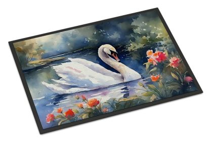 Swan Doormat Front Door Mat Indoor Outdoor Rugs for Entryway, Non Slip Washable Low Pile, 24H X 36W