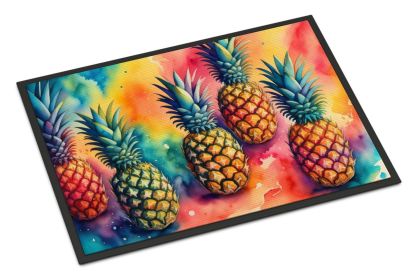 Colorful Pineapples Doormat Front Door Mat Indoor Outdoor Rugs for Entryway, Non Slip Washable Low Pile, 24H X 36W