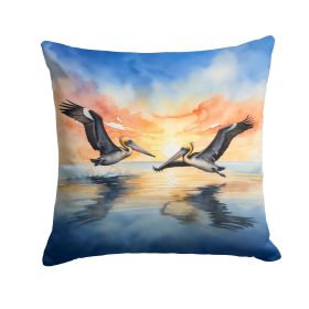 Pelicans Flying Throw Pillow Machine Washable, Indoor Outdoor Decorative Pillow for Couch, Bed or Patio, 14Hx14W