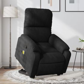 Stand up Massage Recliner Chair Black Microfiber Fabric