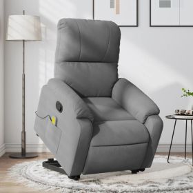 Stand up Massage Recliner Chair Dark Gray Microfiber Fabric