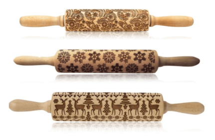 Rolling Pin Christmas Embossing (Option: Deer+Snow+B 35cm)