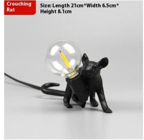 Nordic Creative Mini Animal Mouse Lamp Living Room Dining Room Bedroom Clothing Store Personalized Eye Protection Gift Resin Table Lamp (Option: Black-Prone position-EU)