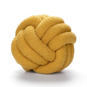 Soft Knot Ball Pillows Throw Knotted Handmade Round Plush Pillow (Color: Yellow, size: 28CM)